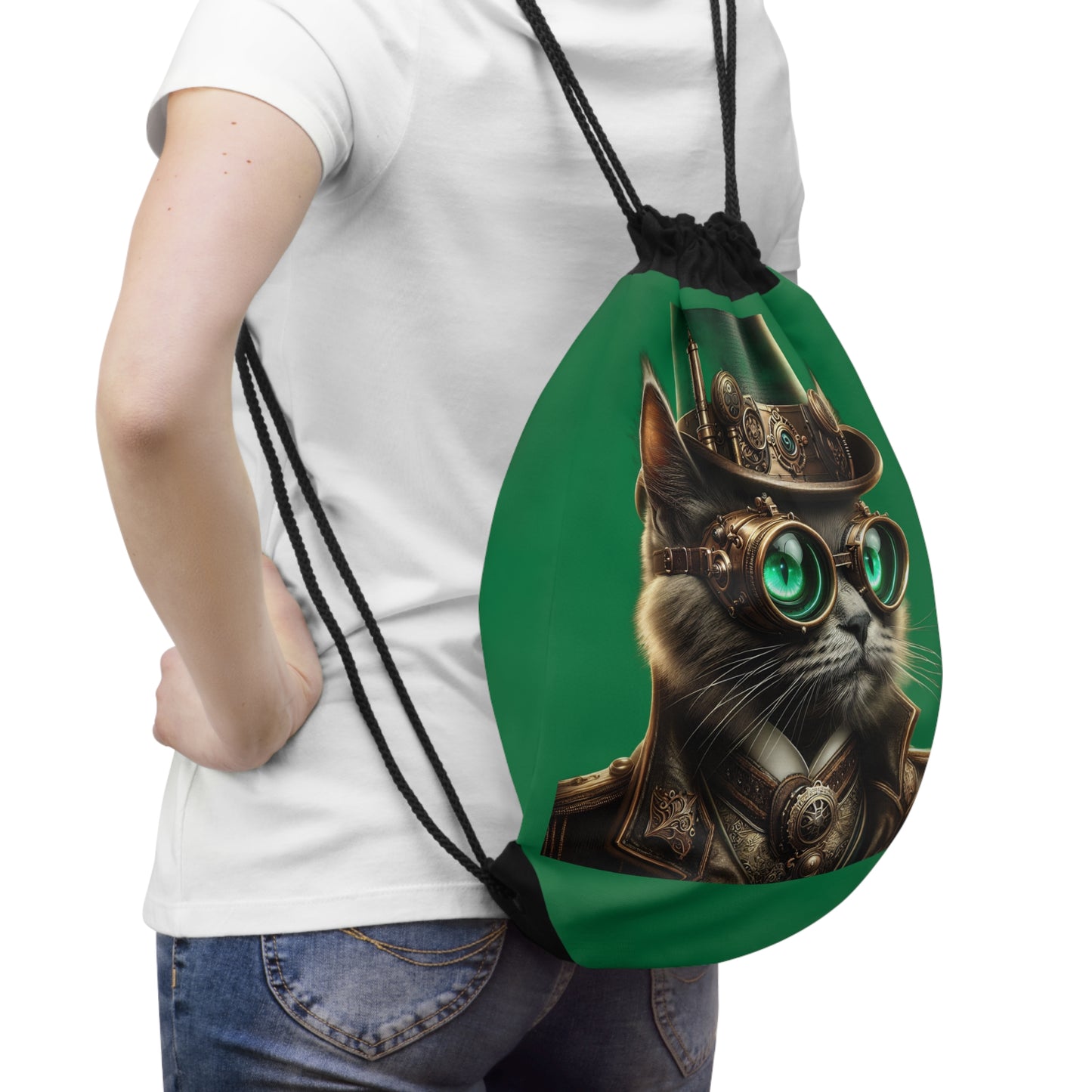 Top Hat Cat Handy Bag - Green