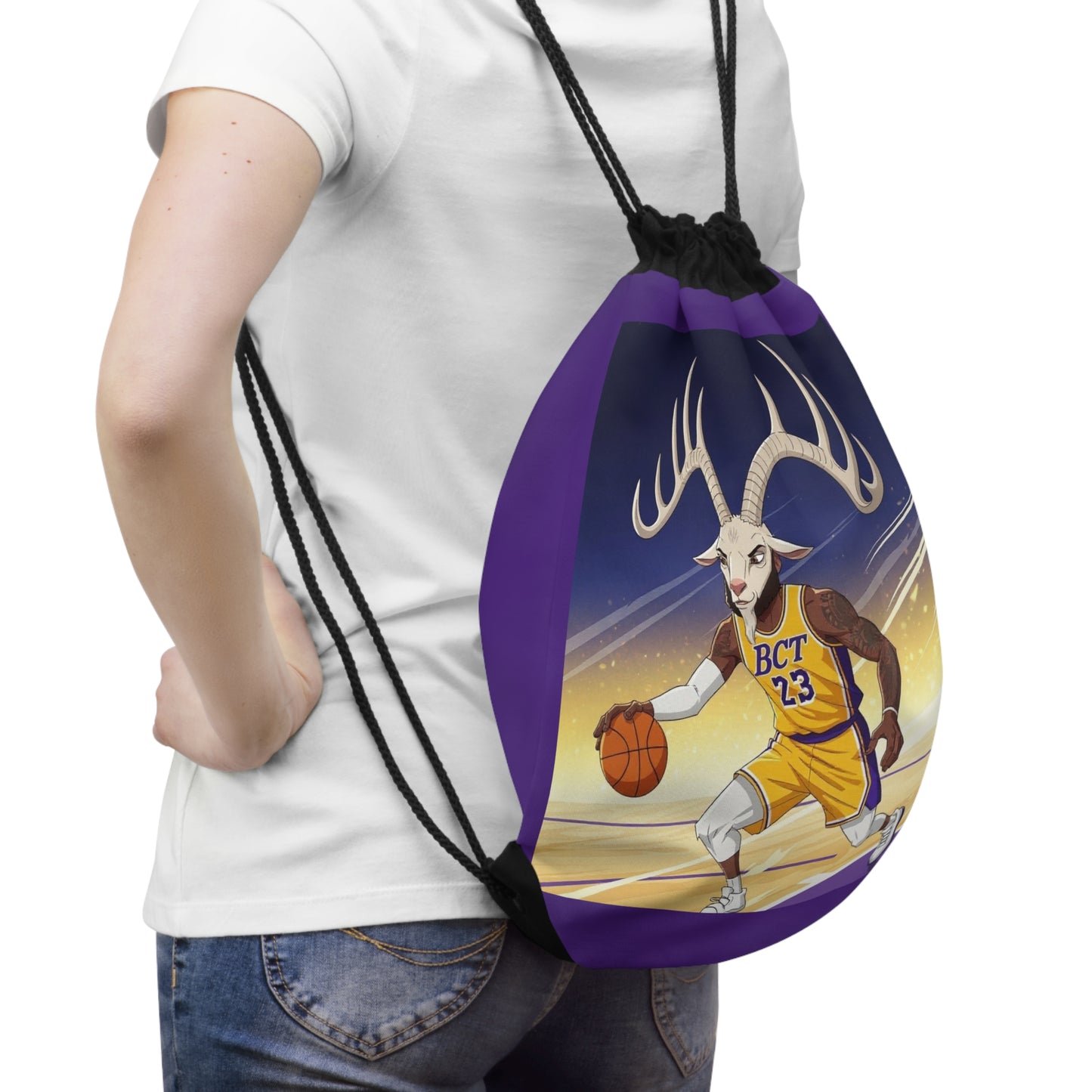 Basketball Goat Vibes Drawstring Bag