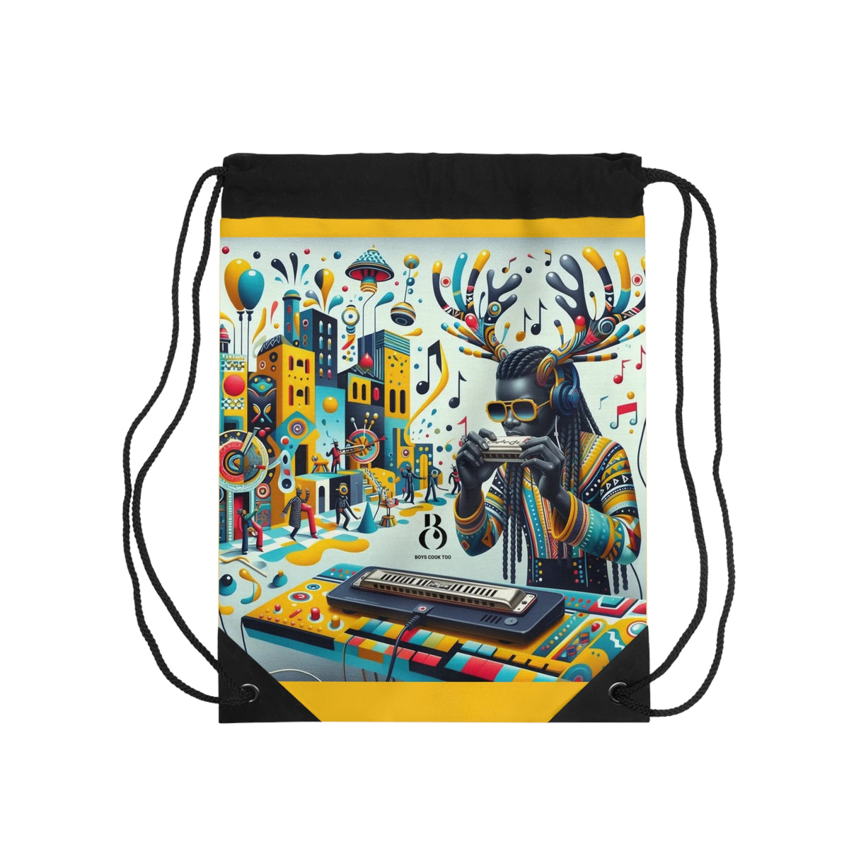 Harmonica Music Lovers Drawstring Bag