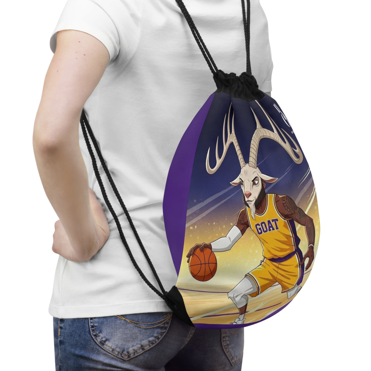 Basketball Goat Vibes Drawstring Bag