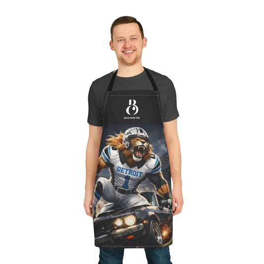 Detroit Roaring Lion Football Apron — Grilling Fan Gear