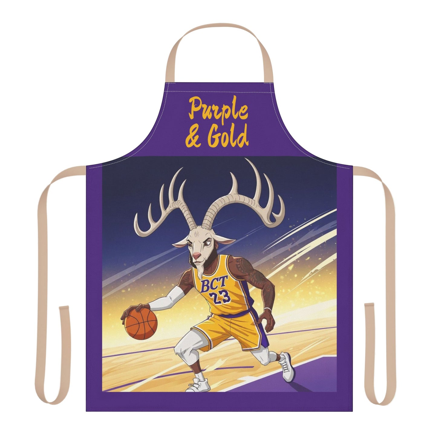 Purple & Gold Basketball Goat Apron