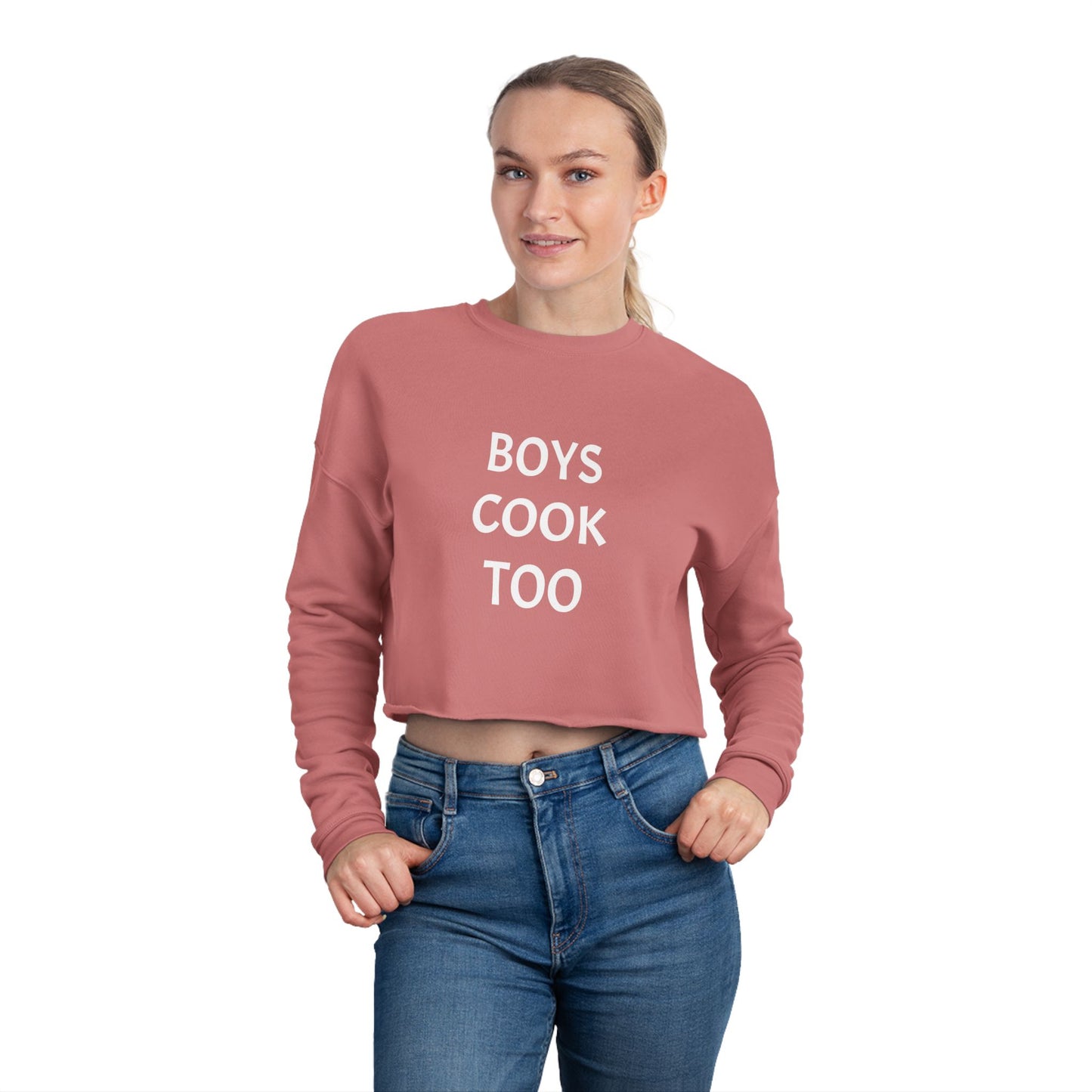 Cute 'Boys Cook Too' Cropped Long Sleeved Shirt