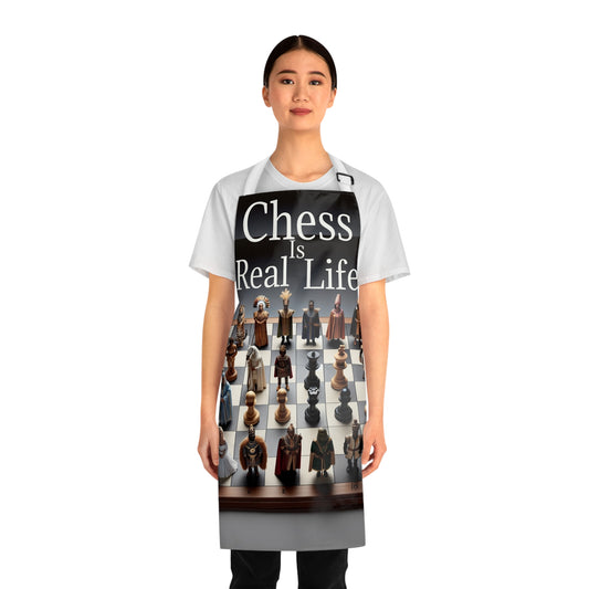 "Chess Is Real Life" Chessboard Pieces Apron for Enthusiasts