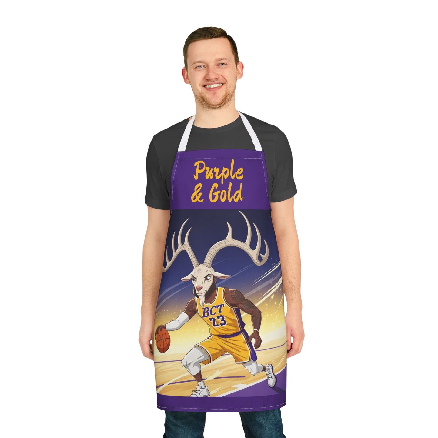 Purple & Gold Basketball Goat Apron