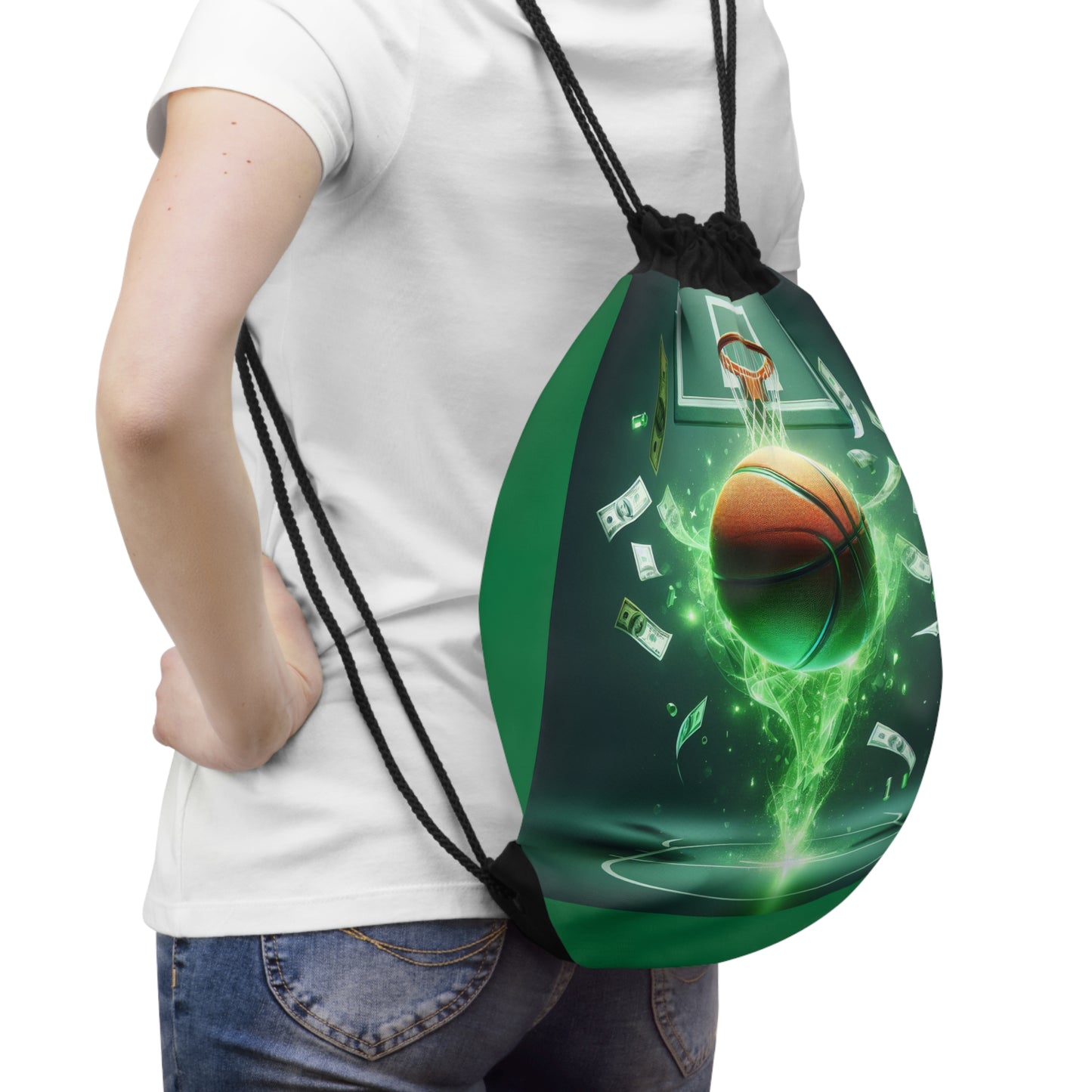Basketball Money Drawstring Bag