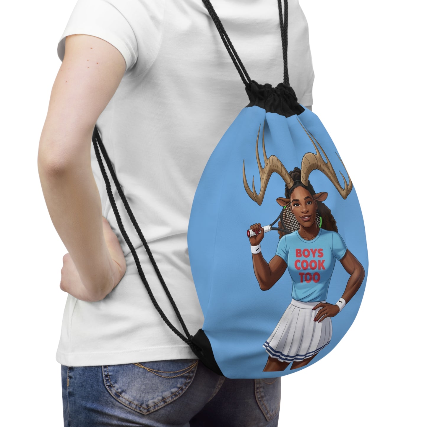 Boys Cook Too Tennis Goat Drawstring Bag