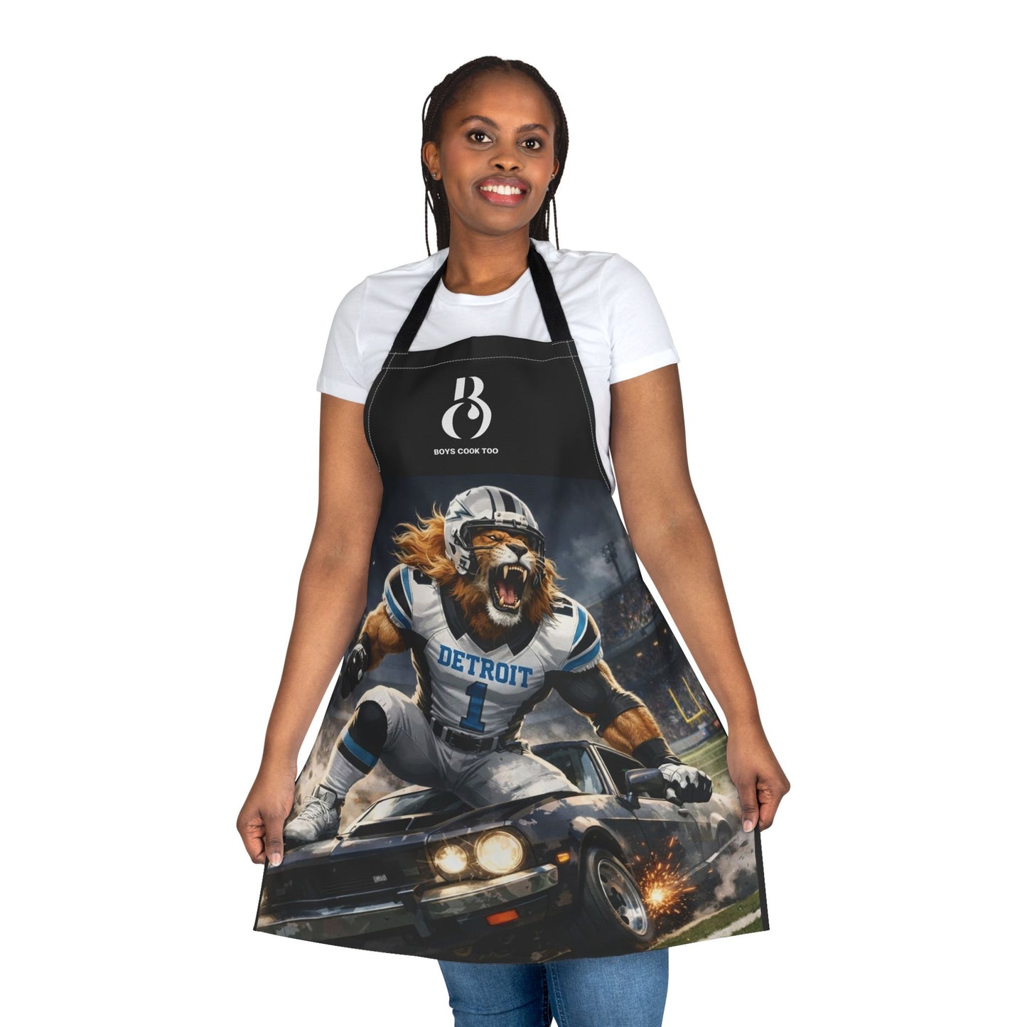 Detroit Roaring Lion Football Apron — Grilling Fan Gear