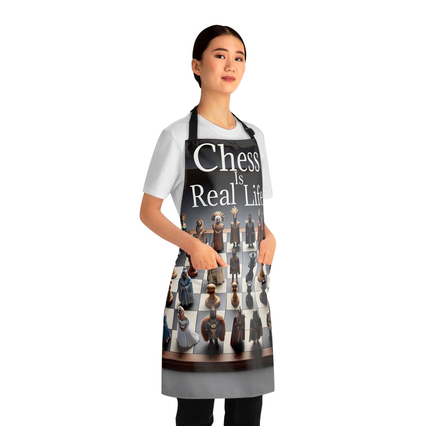 "Chess Is Real Life" Chessboard Pieces Apron for Enthusiasts