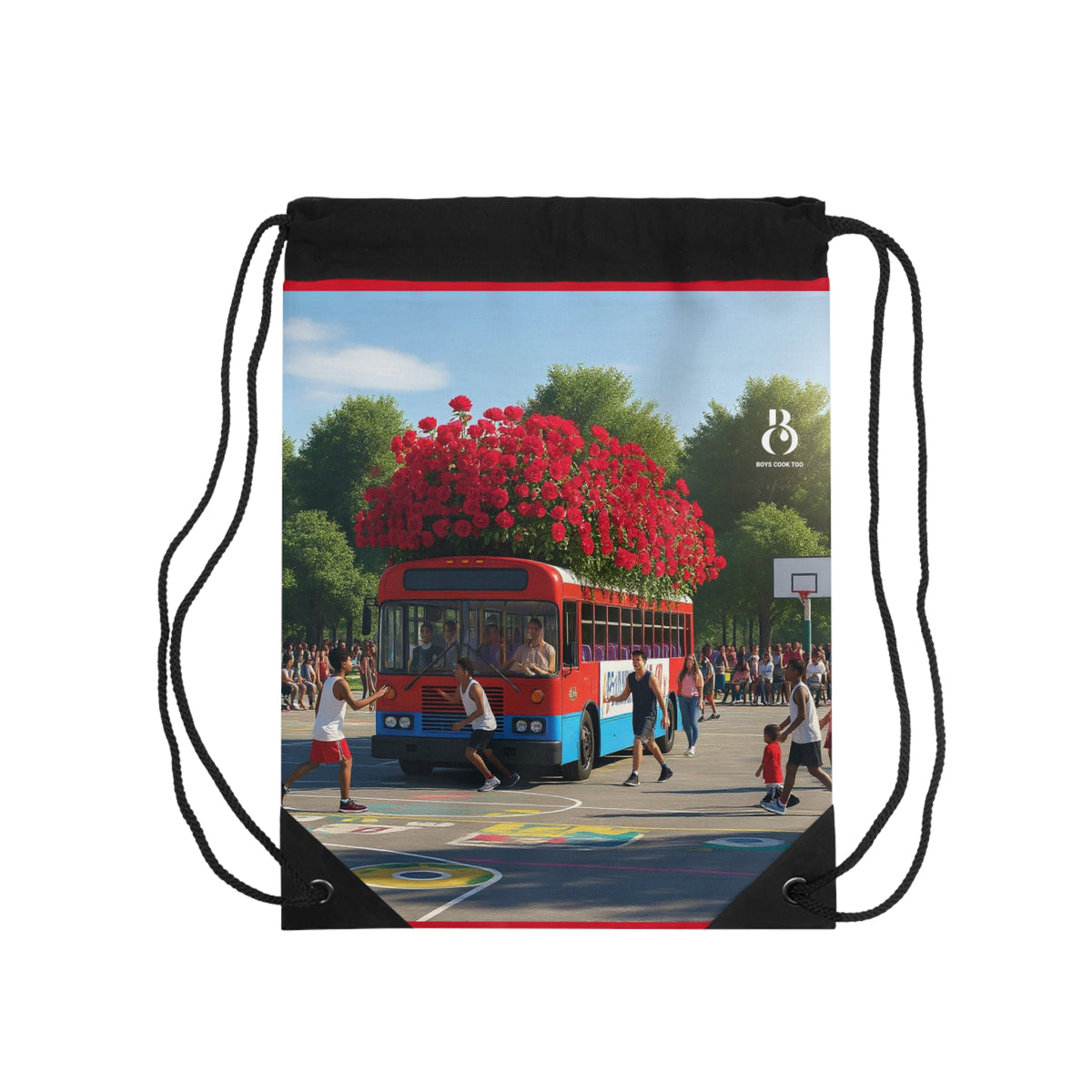 Rose Bus Durable Drawstring Bag