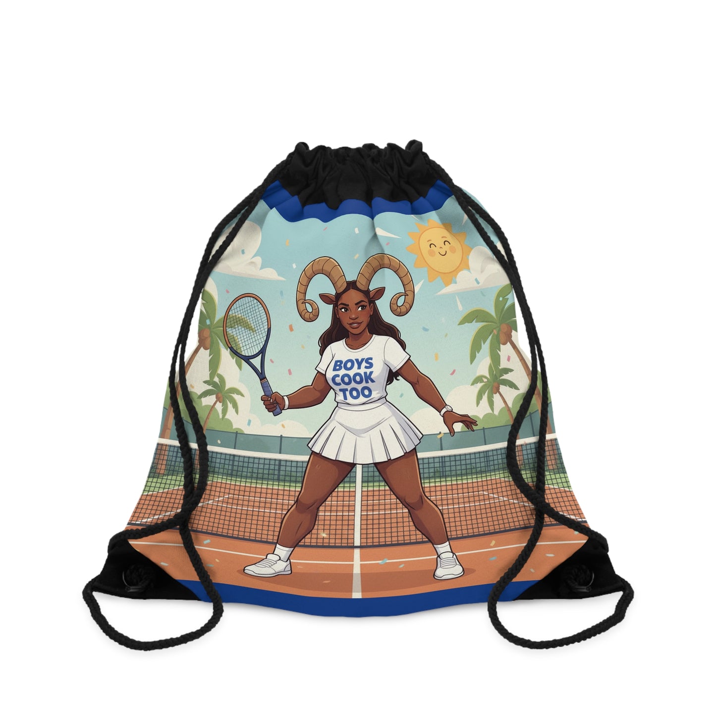 Boys Cook Too Tennis Goat Drawstring Bag