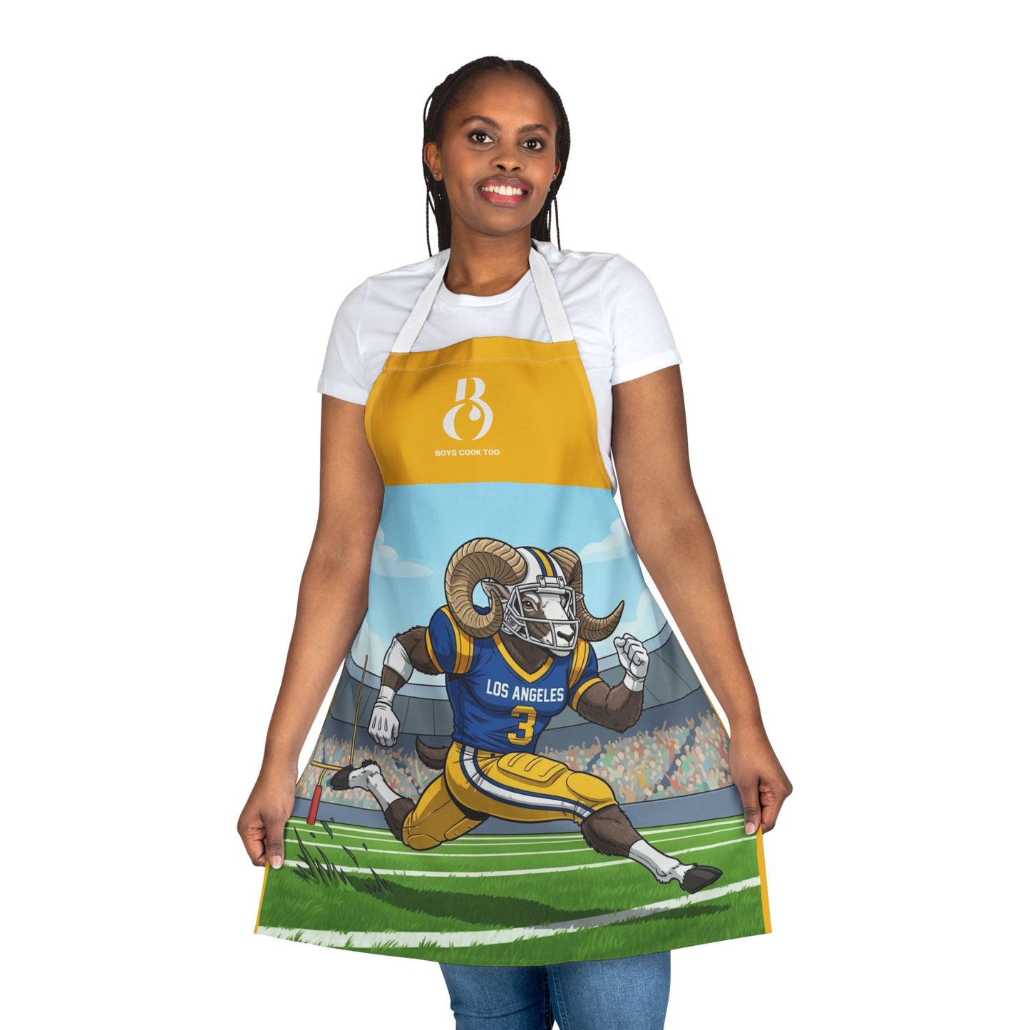 Los Angeles Retro Ram Football Apron — Chef BBQ Grill for Fans