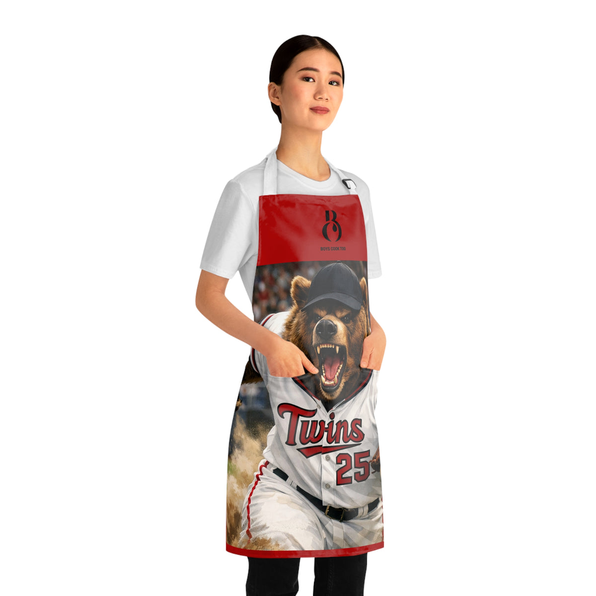 Baseball Bear Twins Team Fan Cooking Apron