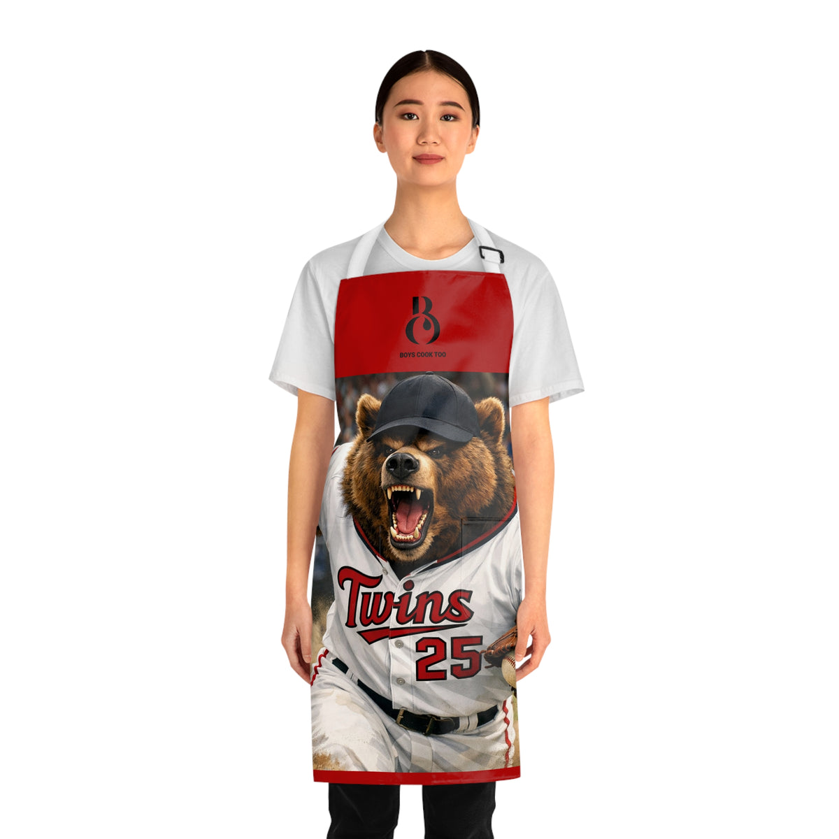 Baseball Bear Twins Team Fan Cooking Apron