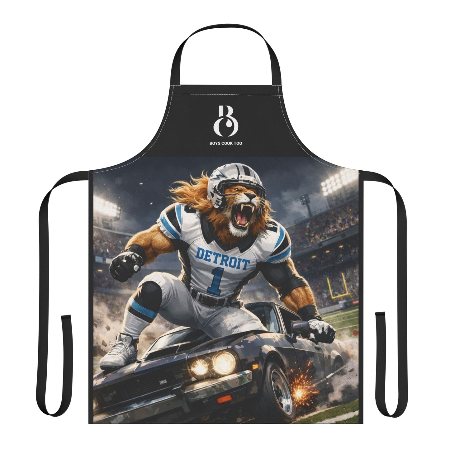Detroit Roaring Lion Football Apron — Grilling Fan Gear