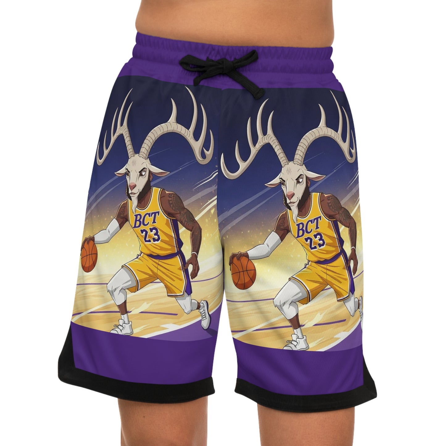 Purple & Gold Goat Basketball Shorts