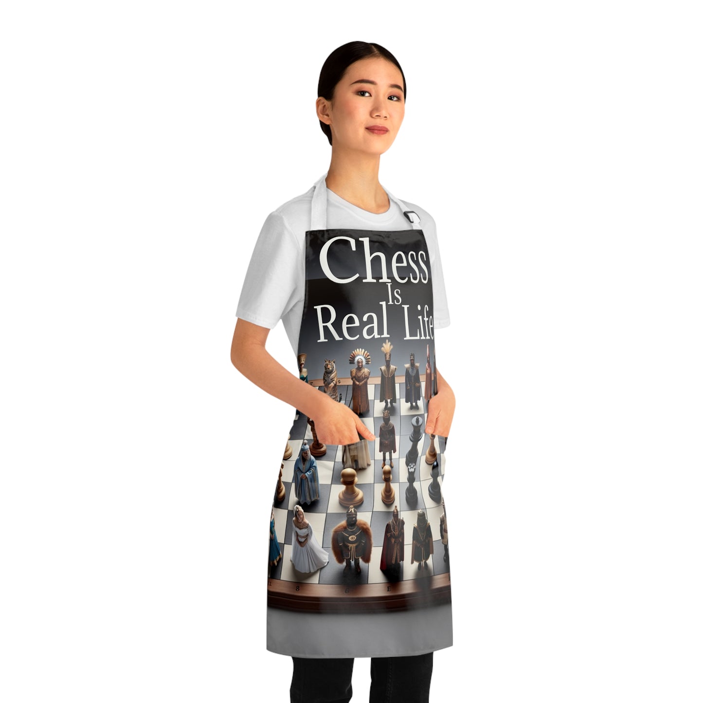 "Chess Is Real Life" Chessboard Pieces Apron for Enthusiasts