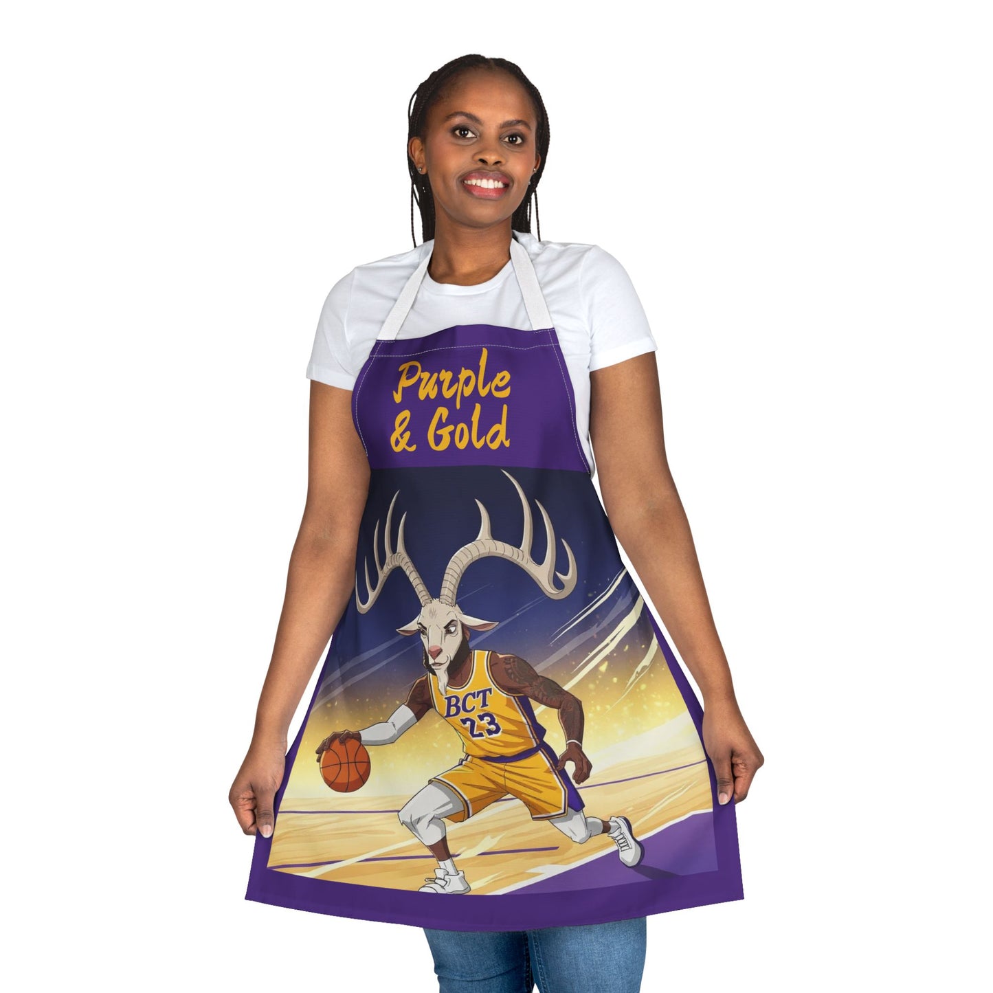 Purple & Gold Basketball Goat Apron