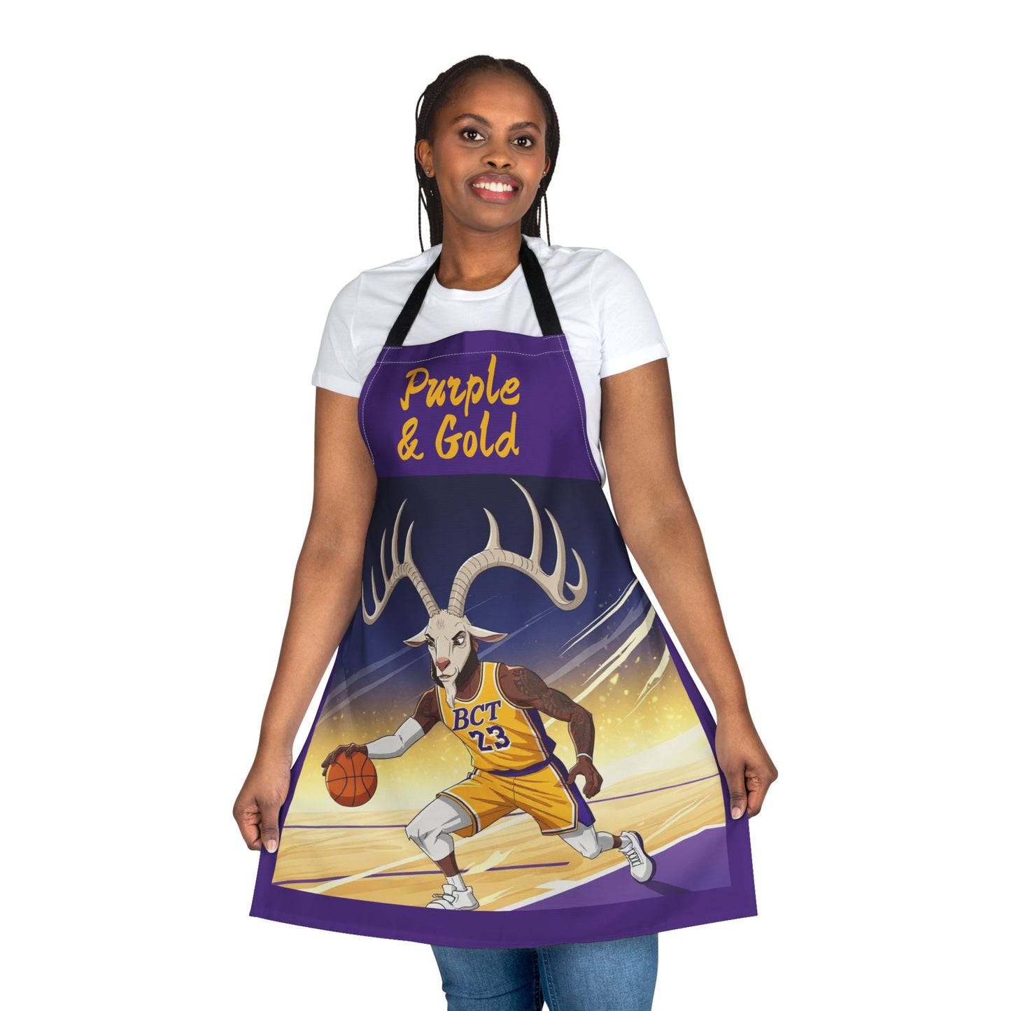 Purple & Gold Basketball Goat Apron