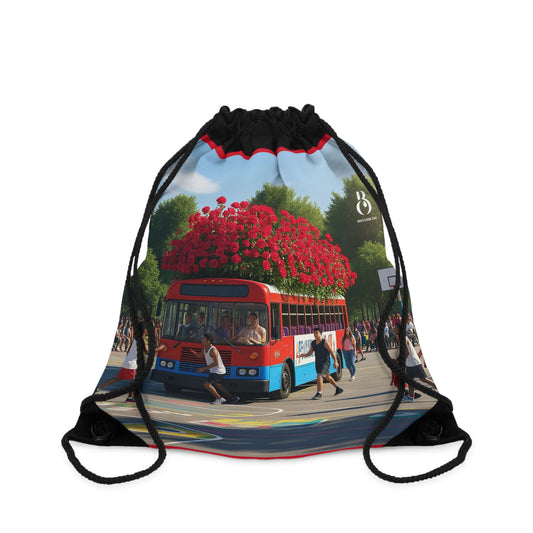 Rose Bus Durable Drawstring Bag