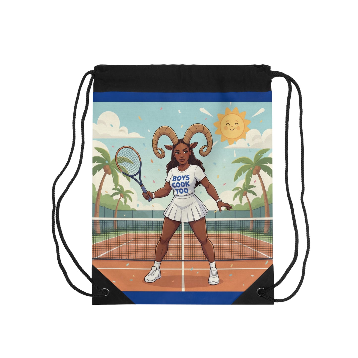 Boys Cook Too Tennis Goat Drawstring Bag