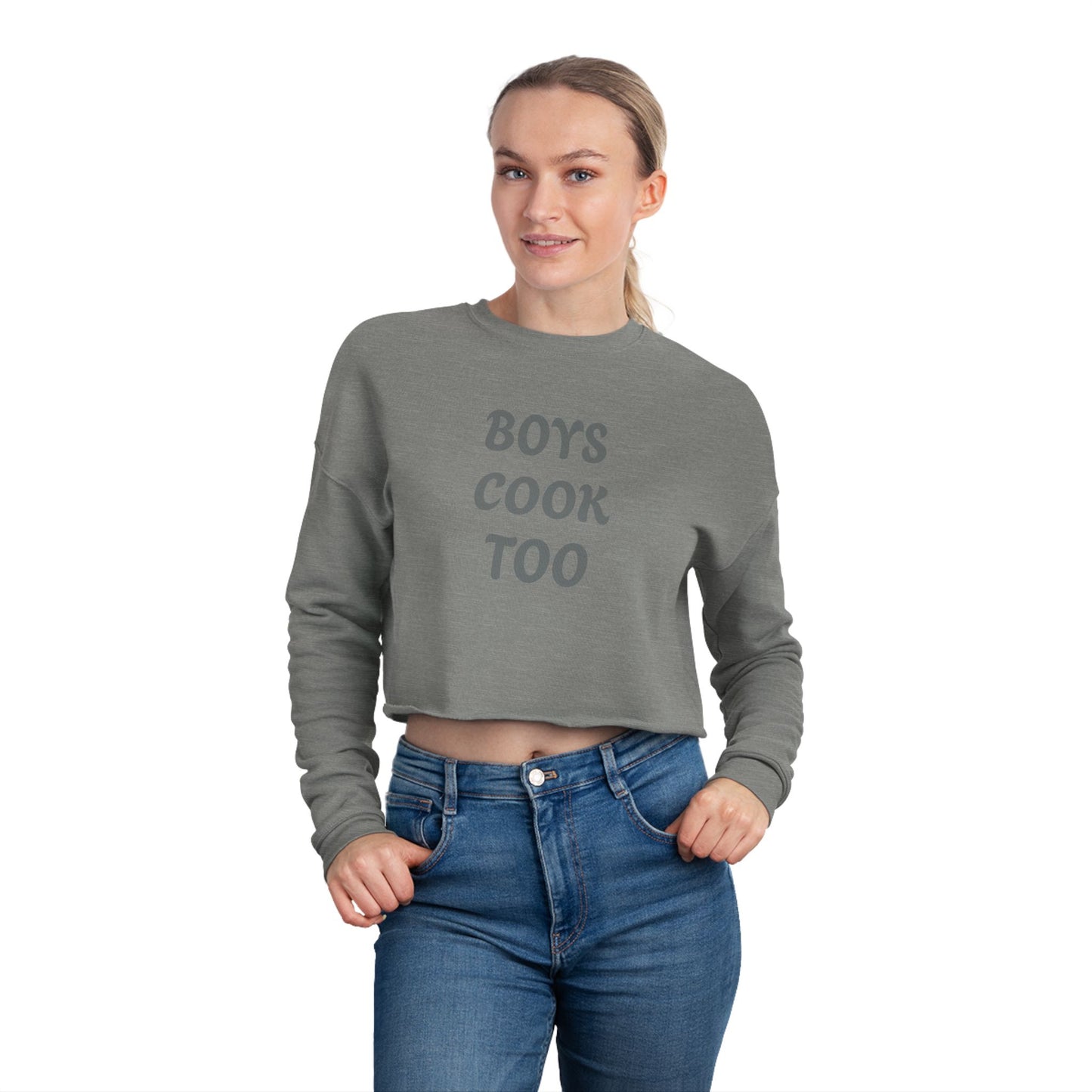 Boys Cook Too Cropped Sweatshirt - Trendy & Fun Women's Apparel