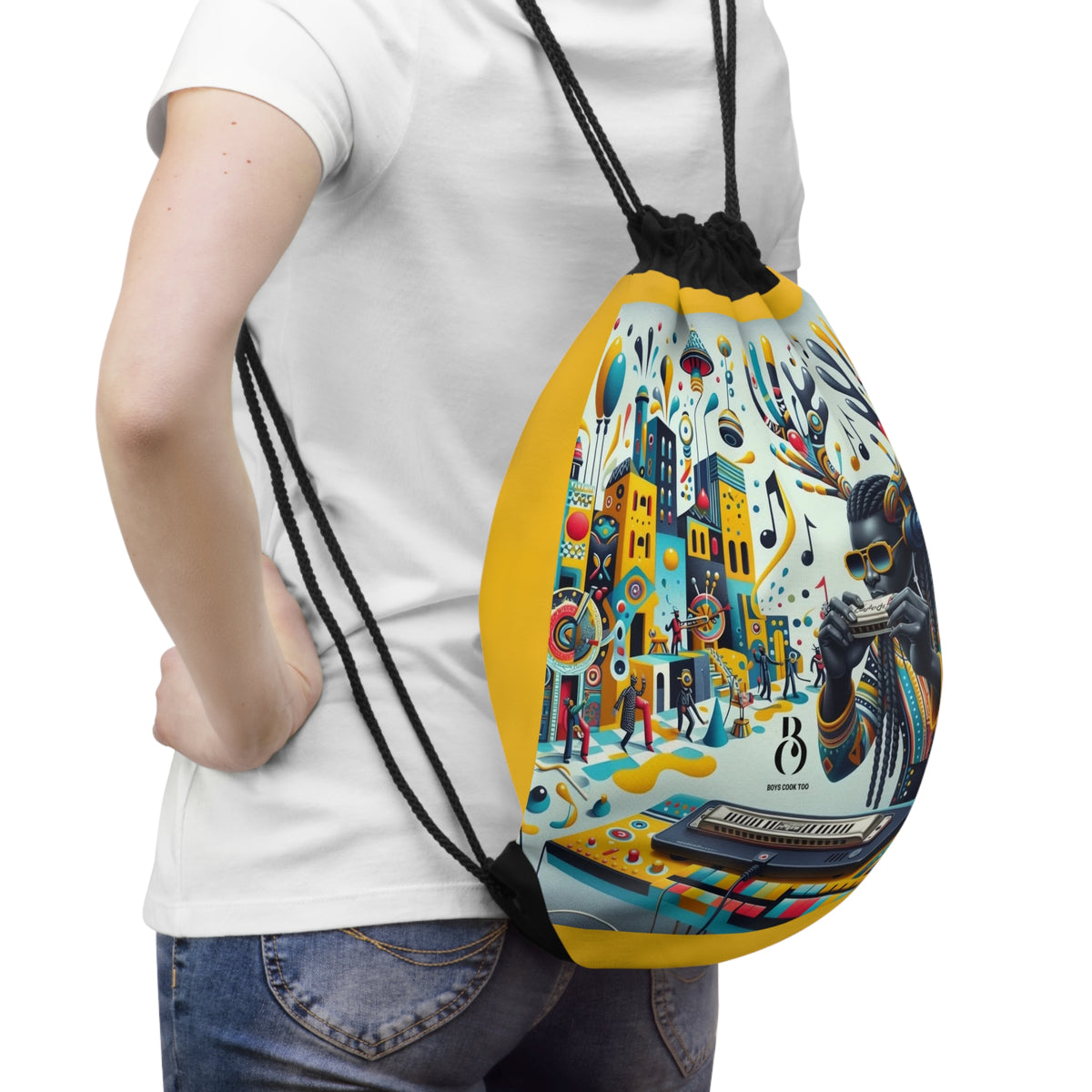 Harmonica Music Lovers Drawstring Bag