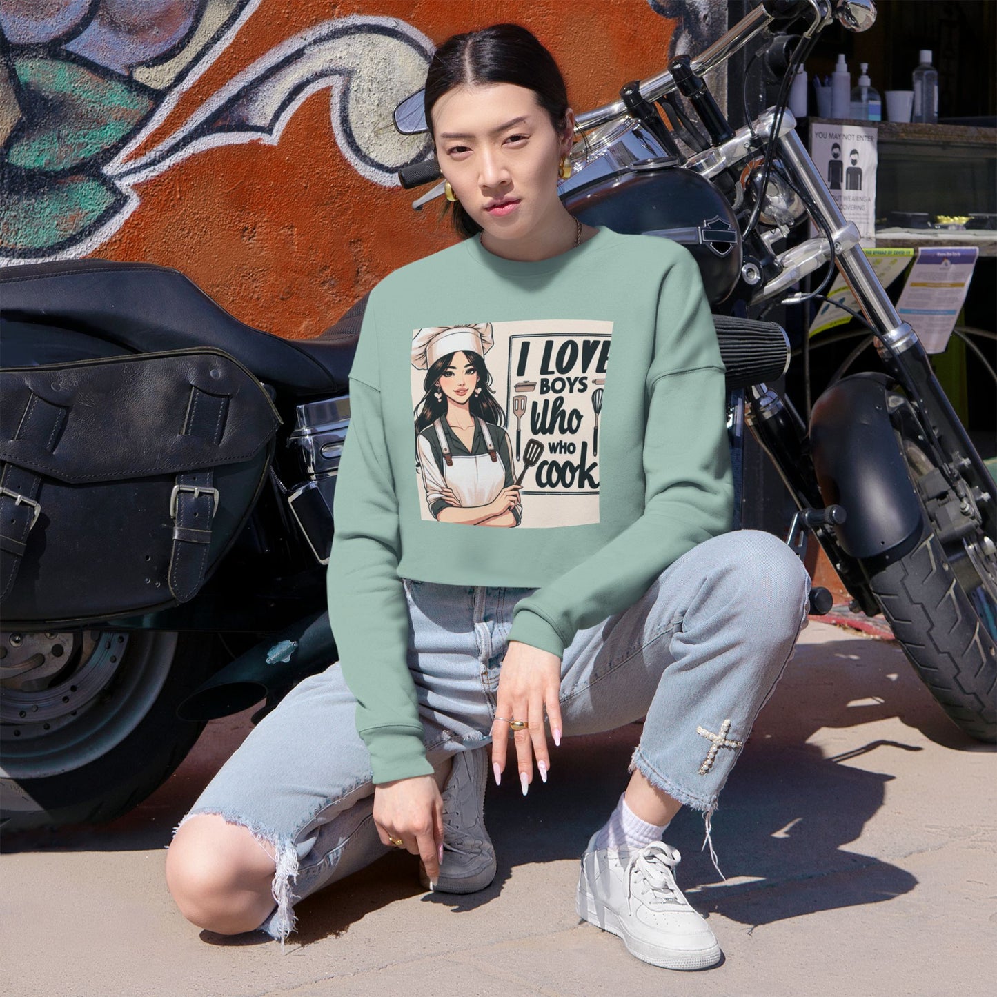 Darling Cropped Sweatshirt For Those Who Love Boys Who Cook