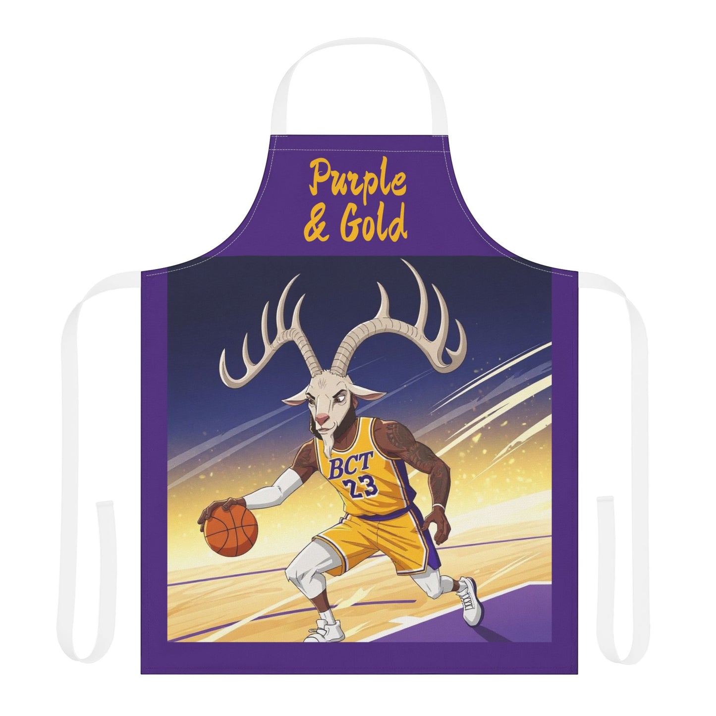 Purple & Gold Basketball Goat Apron