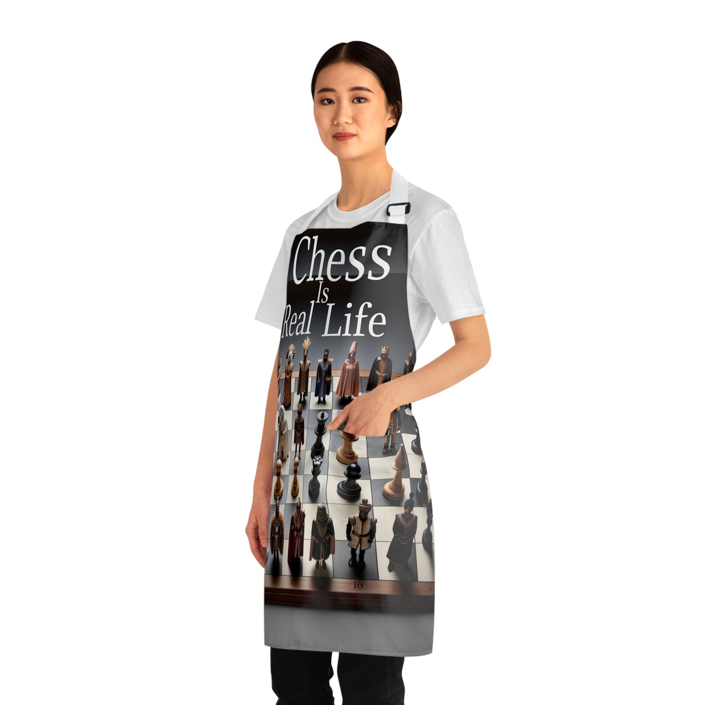 "Chess Is Real Life" Chessboard Pieces Apron for Enthusiasts