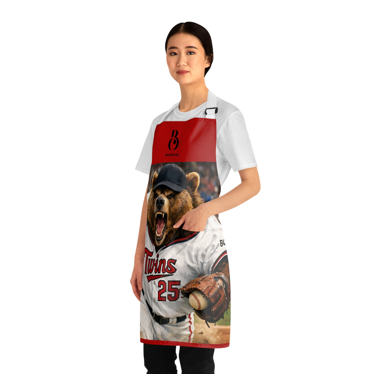 Baseball Bear Twins Team Fan Cooking Apron