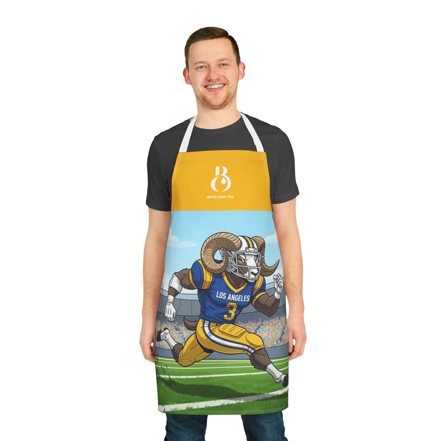 Los Angeles Retro Ram Football Apron — Chef BBQ Grill for Fans