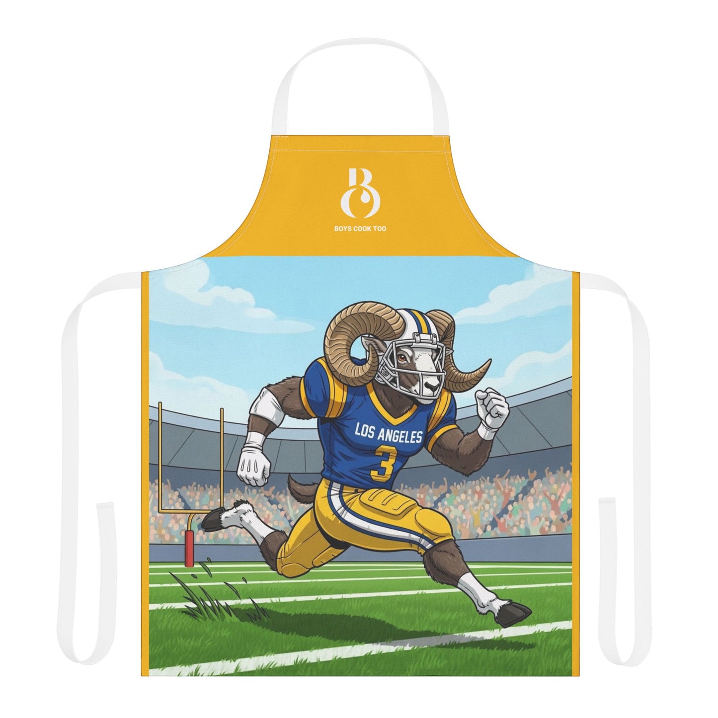 Los Angeles Retro Ram Football Apron — Chef BBQ Grill for Fans