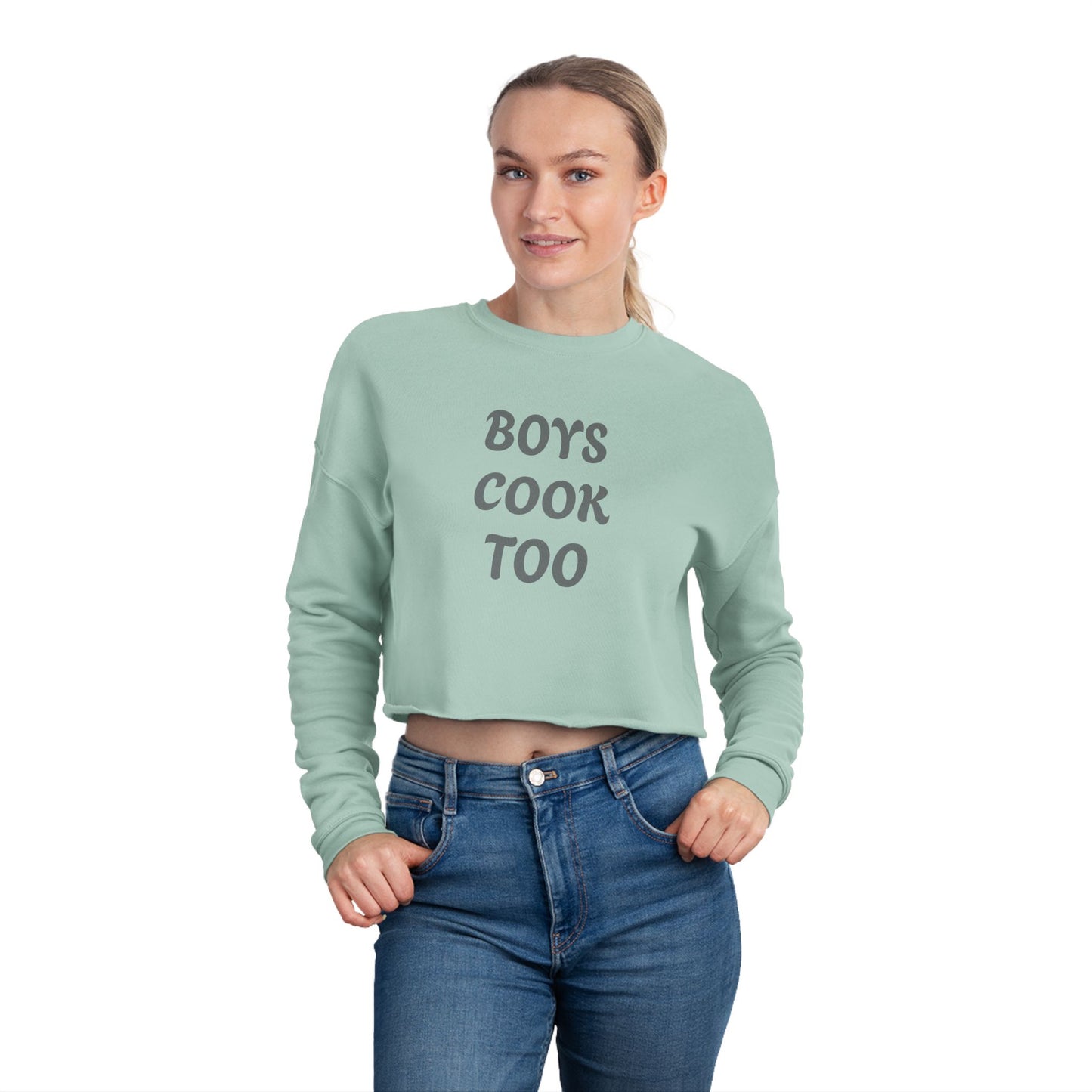 Boys Cook Too Cropped Sweatshirt - Trendy & Fun Women's Apparel