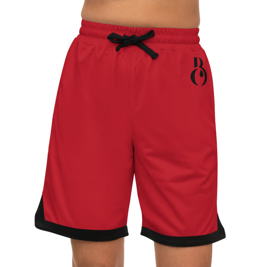 Basketball Rib Shorts, Cool Summer Wear (Red)