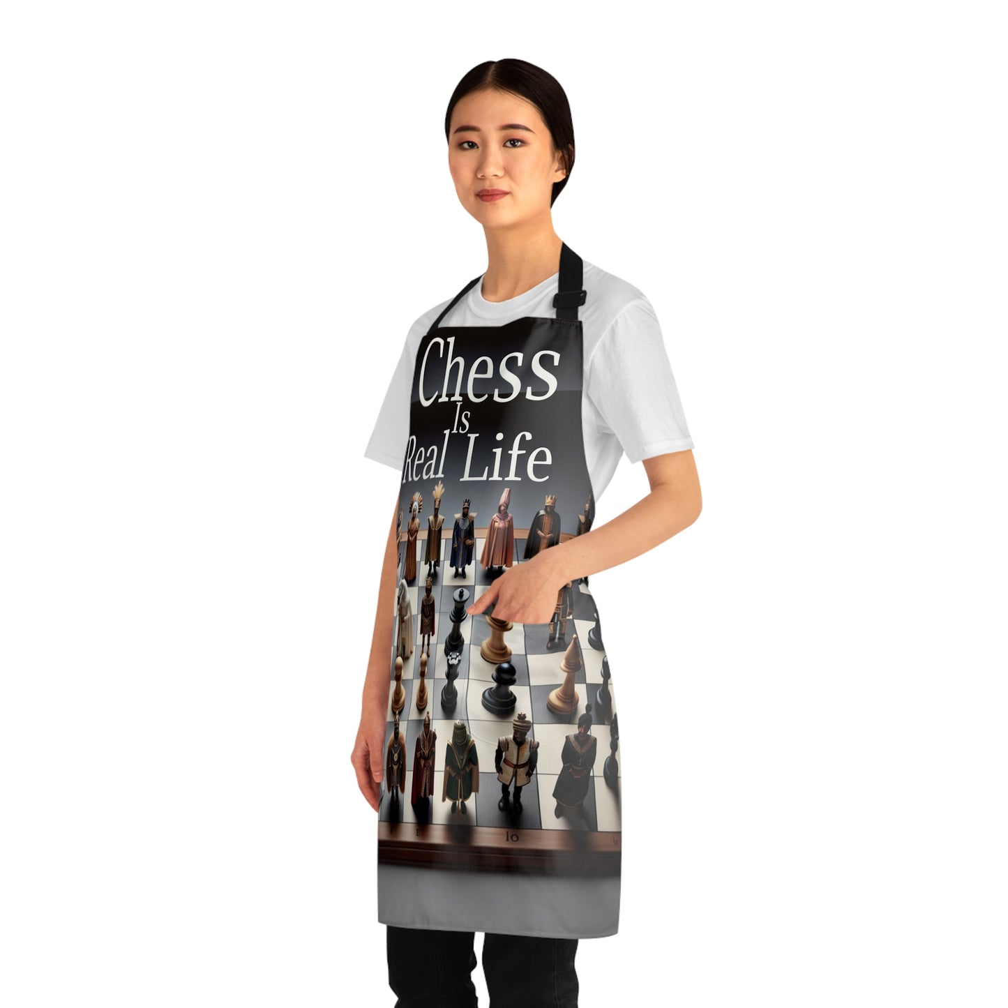 "Chess Is Real Life" Chessboard Pieces Apron for Enthusiasts