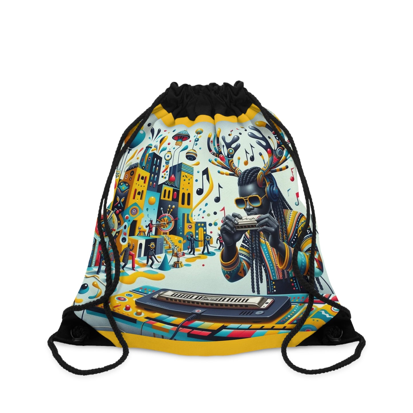Harmonica Music Lovers Drawstring Bag